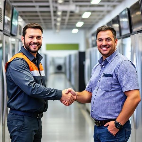 Handshake between delivery manager and appliance store manager in a showroom